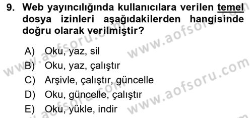 Web Yayıncılığı Dersi 2023 - 2024 Yılı Yaz Okulu Sınav Soruları 9. Soru