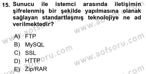 Web Yayıncılığı Dersi 2024 - 2025 Yılı (Final) Dönem Sonu Sınav Soruları 15. Soru