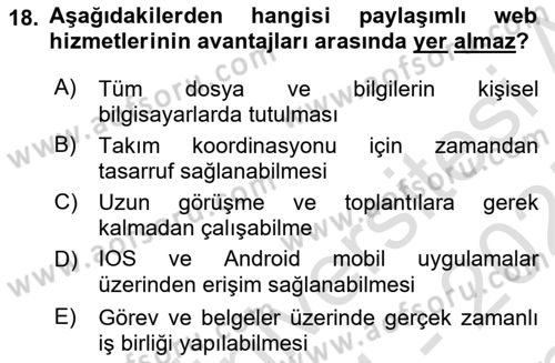 Web Yayıncılığı Dersi 2024 - 2025 Yılı (Final) Dönem Sonu Sınav Soruları 18. Soru