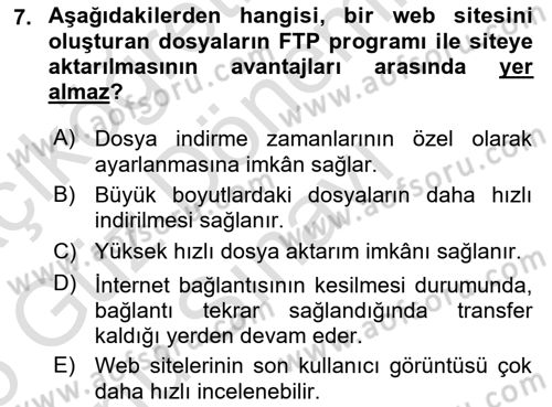 Web Yayıncılığı Dersi 2024 - 2025 Yılı (Final) Dönem Sonu Sınav Soruları 7. Soru