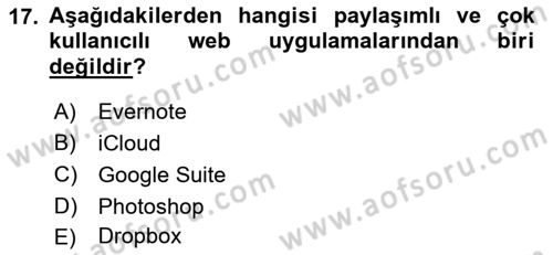 Web Yayıncılığı Araçları Dersi 2016 - 2017 Yılı (Final) Dönem Sonu Sınav Soruları 17. Soru