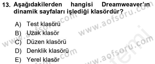 Web Yayıncılığı Araçları Dersi 2017 - 2018 Yılı 3 Ders Sınav Soruları 13. Soru
