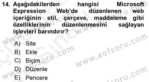 Web Yayıncılığı Araçları Dersi 2017 - 2018 Yılı 3 Ders Sınav Soruları 14. Soru