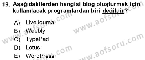 Web Yayıncılığı Araçları Dersi 2017 - 2018 Yılı 3 Ders Sınav Soruları 19. Soru