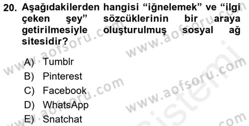 Web Yayıncılığı Araçları Dersi 2017 - 2018 Yılı 3 Ders Sınav Soruları 20. Soru