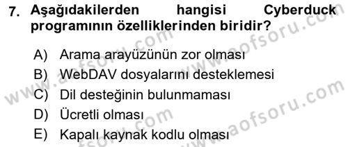 Web Yayıncılığı Araçları Dersi 2017 - 2018 Yılı 3 Ders Sınav Soruları 7. Soru
