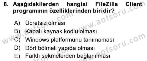 Web Yayıncılığı Araçları Dersi 2017 - 2018 Yılı 3 Ders Sınav Soruları 8. Soru
