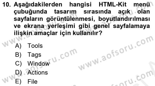 Web Yayıncılığı Araçları Dersi 2017 - 2018 Yılı (Vize) Ara Sınav Soruları 10. Soru