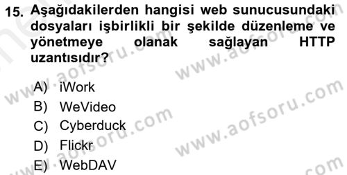 Web Yayıncılığı Araçları Dersi 2017 - 2018 Yılı (Vize) Ara Sınav Soruları 15. Soru