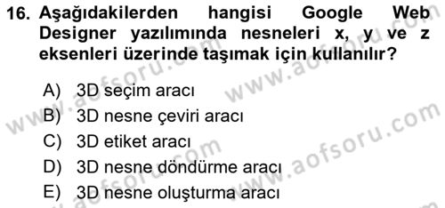 Web Yayıncılığı Araçları Dersi 2017 - 2018 Yılı (Vize) Ara Sınav Soruları 16. Soru