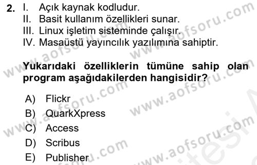 Web Yayıncılığı Araçları Dersi 2017 - 2018 Yılı (Vize) Ara Sınav Soruları 2. Soru