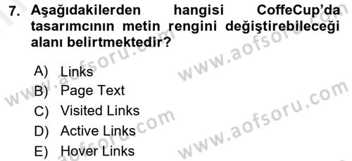 Web Yayıncılığı Araçları Dersi 2017 - 2018 Yılı (Vize) Ara Sınav Soruları 7. Soru