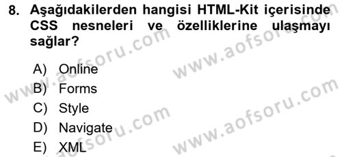 Web Yayıncılığı Araçları Dersi 2017 - 2018 Yılı (Vize) Ara Sınav Soruları 8. Soru