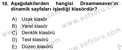 Web Yayıncılığı Araçları Dersi 2018 - 2019 Yılı 3 Ders Sınav Soruları 10. Soru