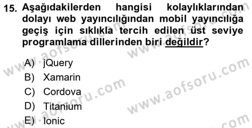 Web Yayıncılığı Araçları Dersi 2018 - 2019 Yılı 3 Ders Sınav Soruları 15. Soru