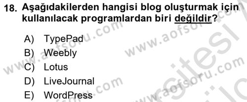 Web Yayıncılığı Araçları Dersi 2018 - 2019 Yılı 3 Ders Sınav Soruları 18. Soru
