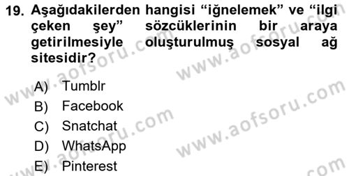 Web Yayıncılığı Araçları Dersi 2018 - 2019 Yılı 3 Ders Sınav Soruları 19. Soru