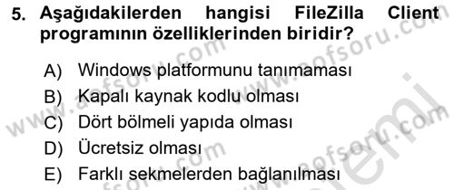 Web Yayıncılığı Araçları Dersi 2018 - 2019 Yılı 3 Ders Sınav Soruları 5. Soru