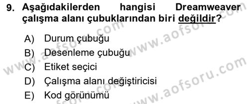 Web Yayıncılığı Araçları Dersi 2018 - 2019 Yılı 3 Ders Sınav Soruları 9. Soru