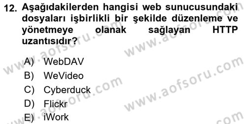 Web Yayıncılığı Araçları Dersi 2018 - 2019 Yılı (Vize) Ara Sınav Soruları 12. Soru
