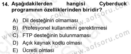 Web Yayıncılığı Araçları Dersi 2018 - 2019 Yılı (Vize) Ara Sınav Soruları 14. Soru