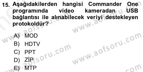 Web Yayıncılığı Araçları Dersi 2018 - 2019 Yılı (Vize) Ara Sınav Soruları 15. Soru