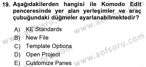 Web Yayıncılığı Araçları Dersi 2018 - 2019 Yılı (Vize) Ara Sınav Soruları 19. Soru