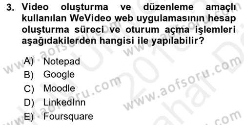 Web Yayıncılığı Araçları Dersi 2018 - 2019 Yılı (Vize) Ara Sınav Soruları 3. Soru