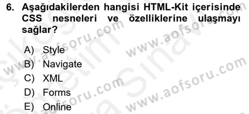 Web Yayıncılığı Araçları Dersi 2018 - 2019 Yılı (Vize) Ara Sınav Soruları 6. Soru