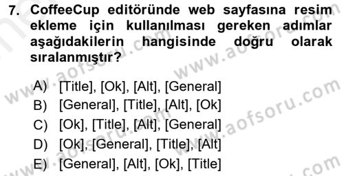 Web Yayıncılığı Araçları Dersi 2018 - 2019 Yılı (Vize) Ara Sınav Soruları 7. Soru