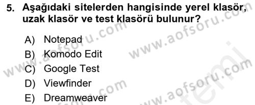 Web Yayıncılığı Araçları Dersi 2018 - 2019 Yılı (Final) Dönem Sonu Sınav Soruları 5. Soru