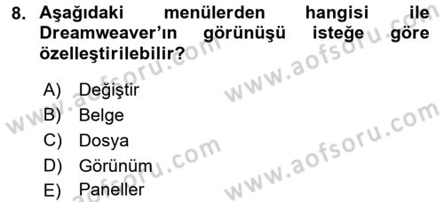 Web Yayıncılığı Araçları Dersi 2018 - 2019 Yılı (Final) Dönem Sonu Sınav Soruları 8. Soru