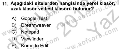 Web Yayıncılığı Araçları Dersi 2018 - 2019 Yılı Yaz Okulu Sınav Soruları 11. Soru