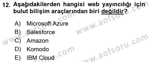 Web Yayıncılığı Araçları Dersi 2018 - 2019 Yılı Yaz Okulu Sınav Soruları 12. Soru