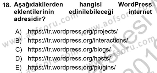 Web Yayıncılığı Araçları Dersi 2018 - 2019 Yılı Yaz Okulu Sınav Soruları 18. Soru