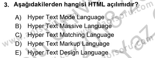 Web Yayıncılığı Araçları Dersi 2018 - 2019 Yılı Yaz Okulu Sınav Soruları 3. Soru