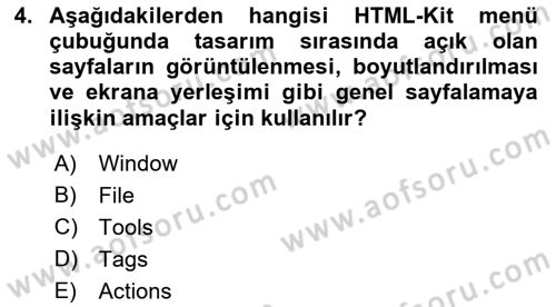 Web Yayıncılığı Araçları Dersi 2018 - 2019 Yılı Yaz Okulu Sınav Soruları 4. Soru