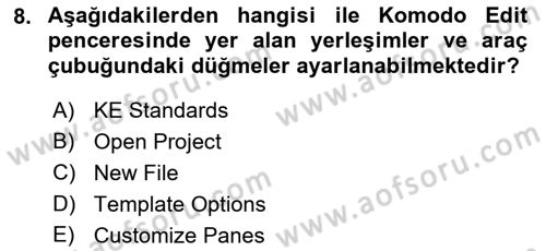 Web Yayıncılığı Araçları Dersi 2018 - 2019 Yılı Yaz Okulu Sınav Soruları 8. Soru