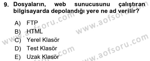 Web Yayıncılığı Araçları Dersi 2018 - 2019 Yılı Yaz Okulu Sınav Soruları 9. Soru