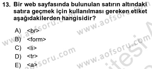 Web Yayıncılığı Araçları Dersi 2023 - 2024 Yılı (Vize) Ara Sınav Soruları 13. Soru