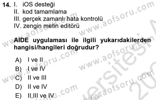 Web Yayıncılığı Araçları Dersi 2023 - 2024 Yılı (Final) Dönem Sonu Sınav Soruları 14. Soru