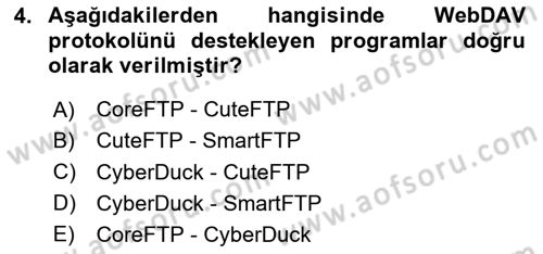 Web Yayıncılığı Araçları Dersi 2023 - 2024 Yılı Yaz Okulu Sınav Soruları 4. Soru