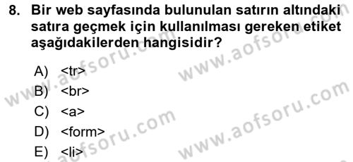 Web Yayıncılığı Araçları Dersi 2023 - 2024 Yılı Yaz Okulu Sınav Soruları 8. Soru