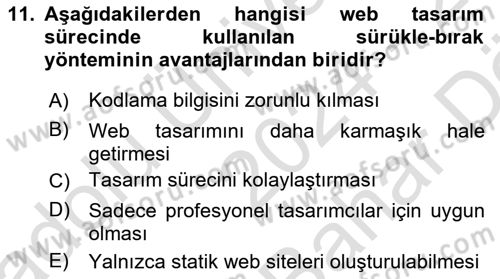 Web Yayıncılığı Araçları Dersi 2024 - 2025 Yılı (Vize) Ara Sınav Soruları 11. Soru
