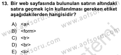 Web Yayıncılığı Araçları Dersi 2024 - 2025 Yılı (Vize) Ara Sınav Soruları 13. Soru
