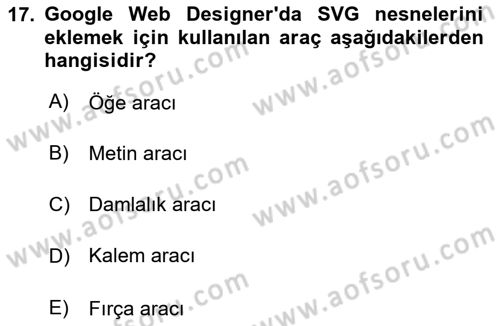 Web Yayıncılığı Araçları Dersi 2024 - 2025 Yılı (Vize) Ara Sınav Soruları 17. Soru