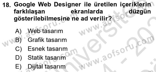 Web Yayıncılığı Araçları Dersi 2024 - 2025 Yılı (Vize) Ara Sınav Soruları 18. Soru