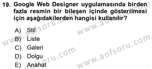 Web Yayıncılığı Araçları Dersi 2024 - 2025 Yılı (Vize) Ara Sınav Soruları 19. Soru