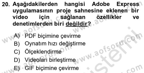 Web Yayıncılığı Araçları Dersi 2024 - 2025 Yılı (Vize) Ara Sınav Soruları 20. Soru