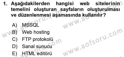 Web Yayıncılığı Araçları Dersi 2024 - 2025 Yılı (Final) Dönem Sonu Sınav Soruları 1. Soru